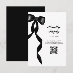Formal Black Bow Ribbon Elegant Wedding Enclosure Card