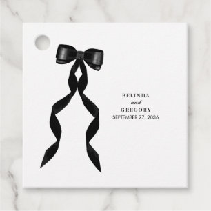 Formal Black Bow Ribbon Elegant Wedding Favor Tags