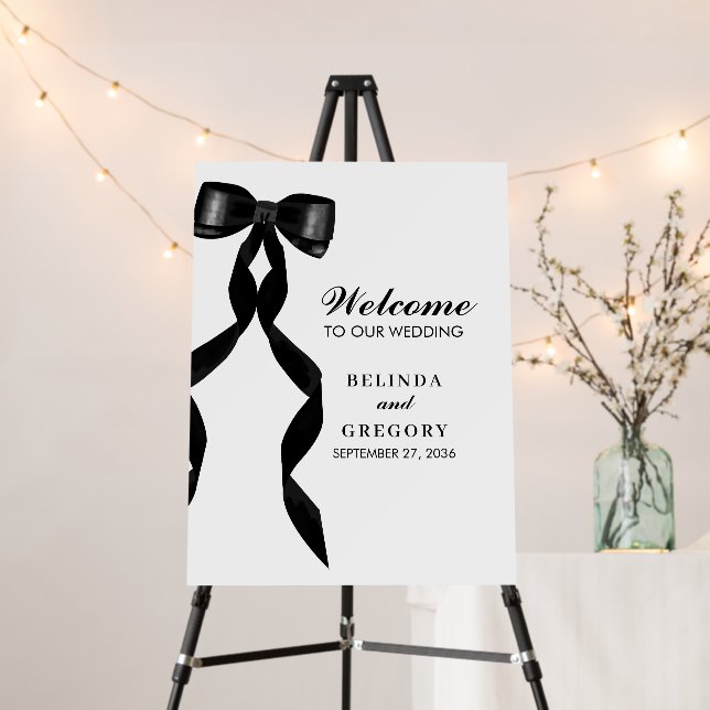 Formal Black Bow Ribbon Elegant Wedding Foam Board (In Situ (Stand))