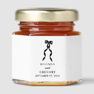 Formal Black Bow Ribbon Elegant Wedding Honey Jar Favors