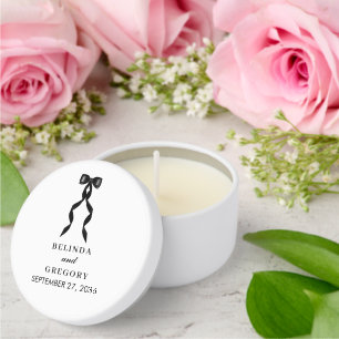Formal Black Bow Ribbon Elegant Wedding Mini Candle Favors