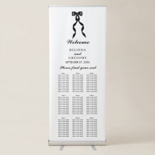 Formal Black Bow Ribbon Wedding Seating Chart Retractable Banner