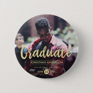 Formal Black & Gold Graduation Party   Photo Button