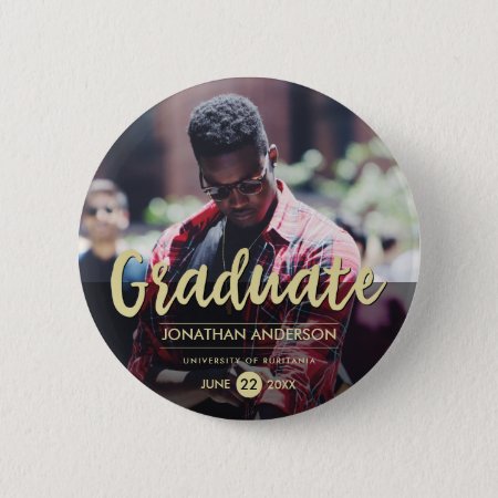 Formal Black & Gold Graduation Party | Photo Button