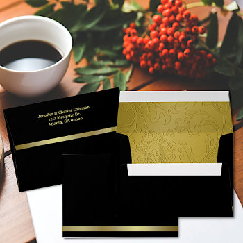 Formal Black & Gold Invitation Envelope by DizzyDebbie at Zazzle