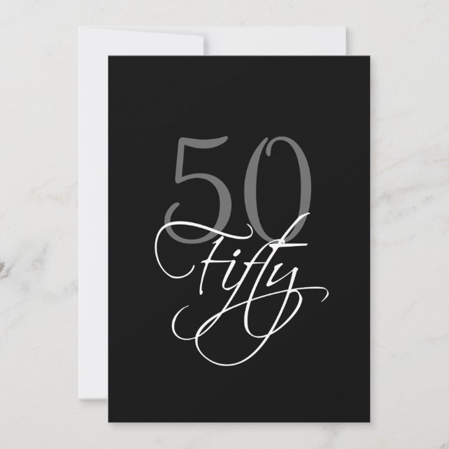 Formal Black Gray 50th Birthday Invitation (Front)