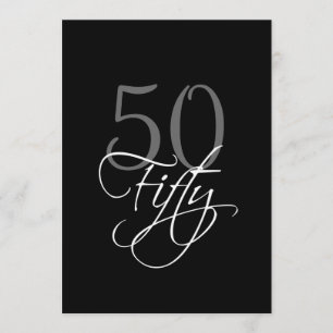 Formal Black Gray 50th Birthday Invitation