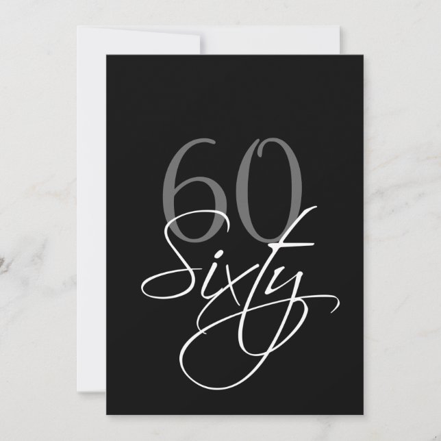 Formal Black Gray 60th Birthday Invitation (Front)