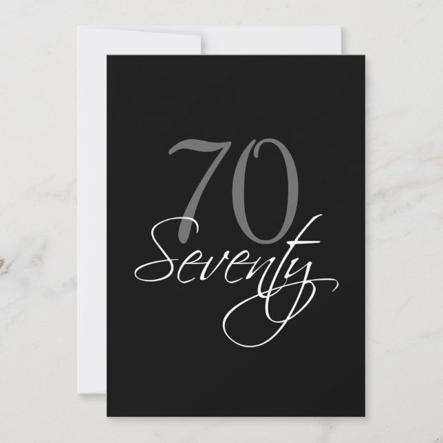 Formal Black Gray 70th Birthday Invitation (Front)