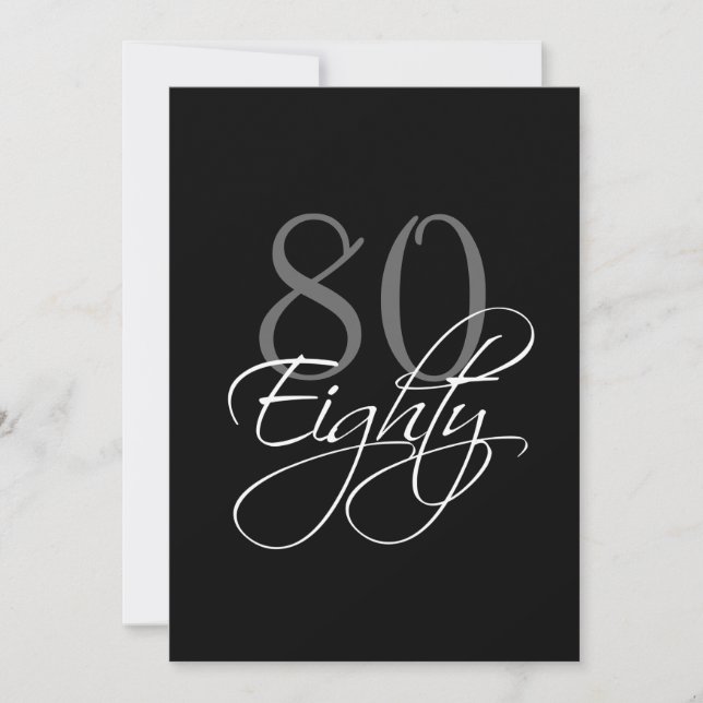 Formal Black Gray 80th Birthday Invitation (Front)