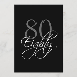 Formal Black Gray 80th Birthday Invitation