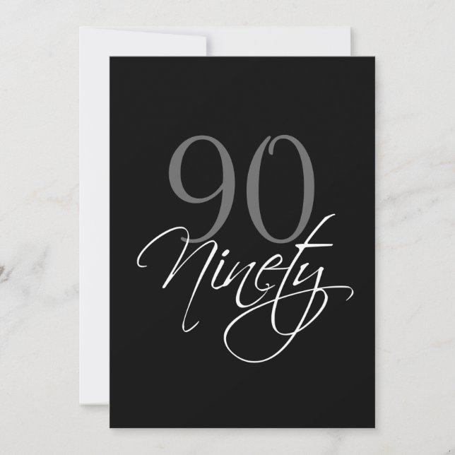 Formal Black Gray 90th Birthday Invitation (Front)