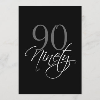 Formal Black Gray 90th Birthday Invitation