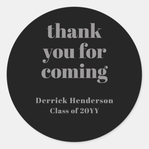 Formal Black Gray Graduation Thank You Sticker