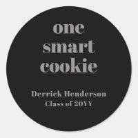 Formal Black Gray One Smart Cookie Round Sticker