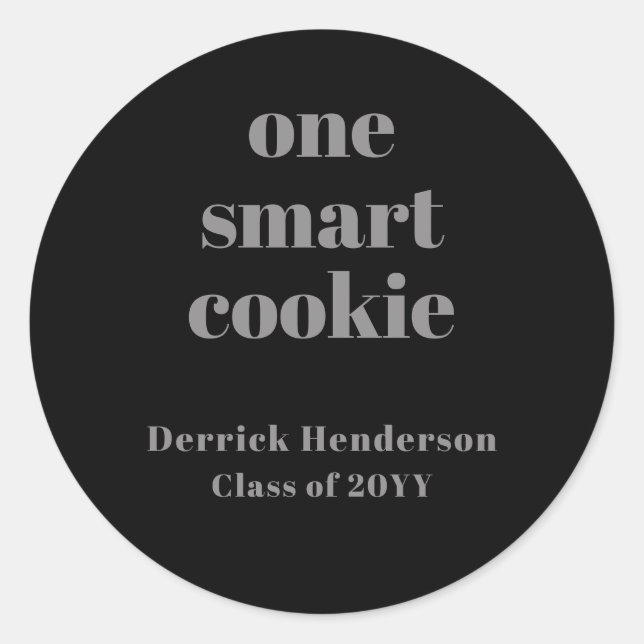 Formal Black Gray One Smart Cookie Round Sticker (Front)