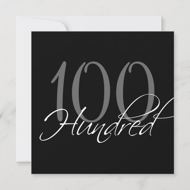 Formal Black Grey 100th Birthday Invitations (Front)