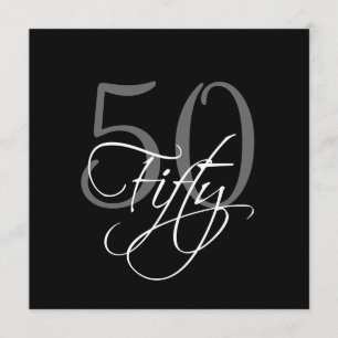 Formal Black Grey 50th Birthday Invitations