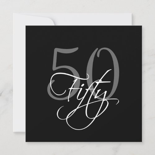 Formal Black Grey 50th Birthday Invitations