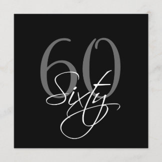 Formal Black Grey 60th Birthday Invitations