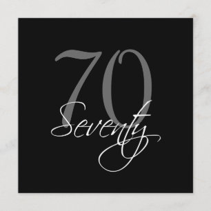 Formal Black Grey 70th Birthday Invitations