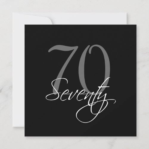 Formal Black Grey 70th Birthday Invitations