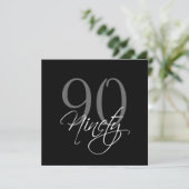 Formal Black Grey 90th Birthday Invitations (Standing Front)