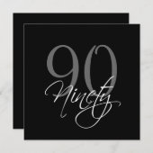 Formal Black Grey 90th Birthday Invitations (Front/Back)
