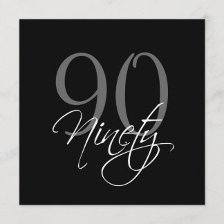 Formal Black Grey 90th Birthday Invitations