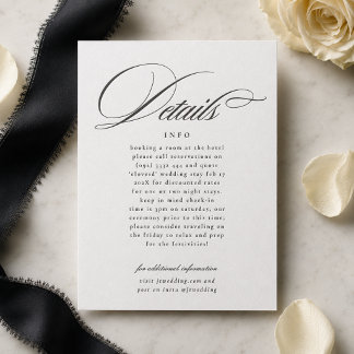 Formal Black Letterpress Wedding Details Enclosure