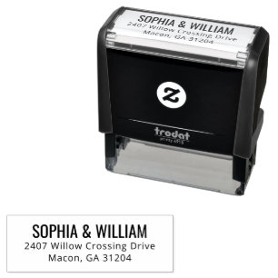 Formal Black Minimalist Address Self-inking Stamp