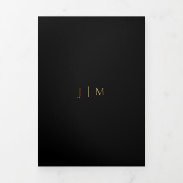 Formal Black Modern Gold Sophisticated Design Tri-Fold Card