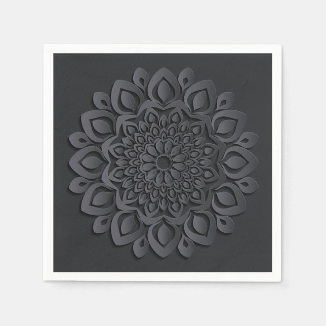 Formal Black Paper Cut Mandala Napkins (Front)