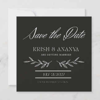 Formal Black Save the Date with White Font Invitation