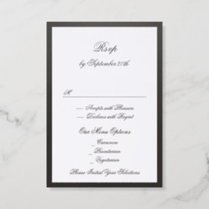 Formal Black Script Letterpress RSVP Card