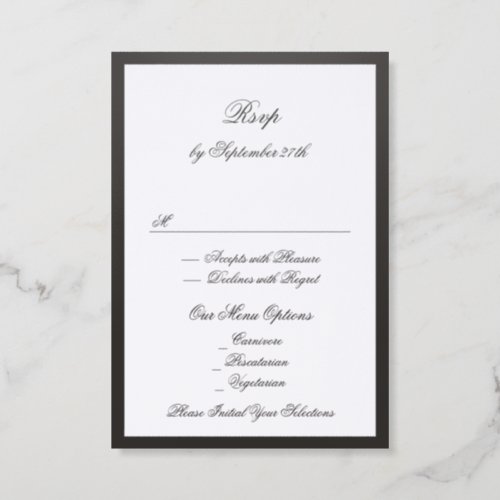 Formal Black Script Letterpress RSVP Card