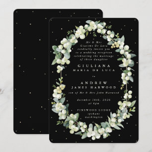 Formal Black Snowberry+Eucalyptus Reception Only Invitation