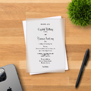 Formal Black Tie Affair Acrylic Wed. Invitation