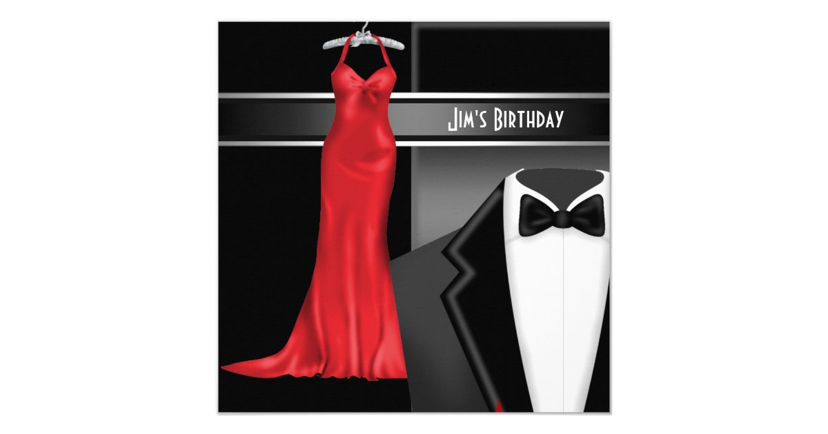 Formal Black Tie Birthday Dinner Party Invitation | Zazzle.com