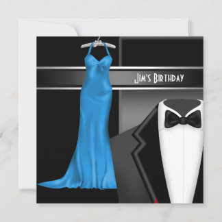 Formal Black Tie Birthday Dinner Party Invitation