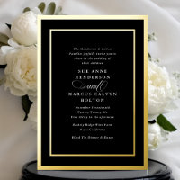 Formal Black Tie Calligraphy Gold Frame Wedding