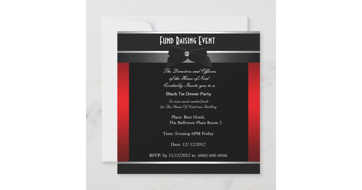 Formal Black Tie Charity Invitation | Zazzle