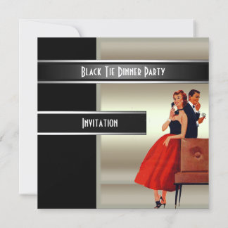 Formal Black Tie Dinner Party Invitation