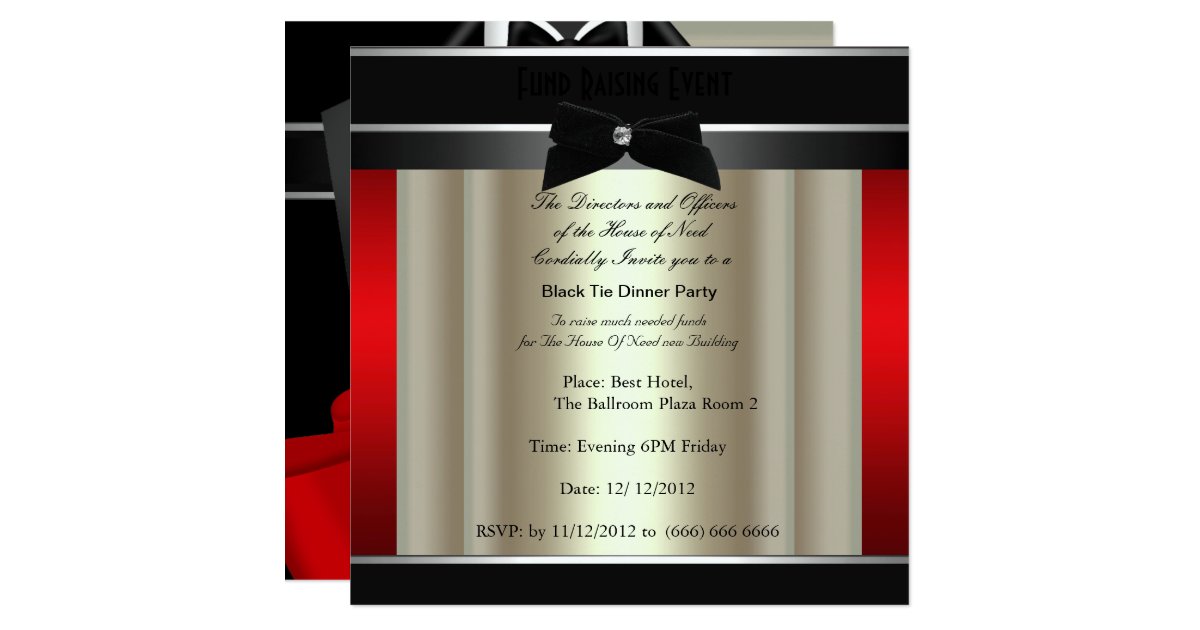 Formal Black Tie Dinner Party Invitation