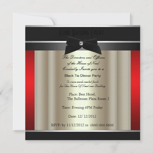 Formal Black Tie Dinner Party Invitation