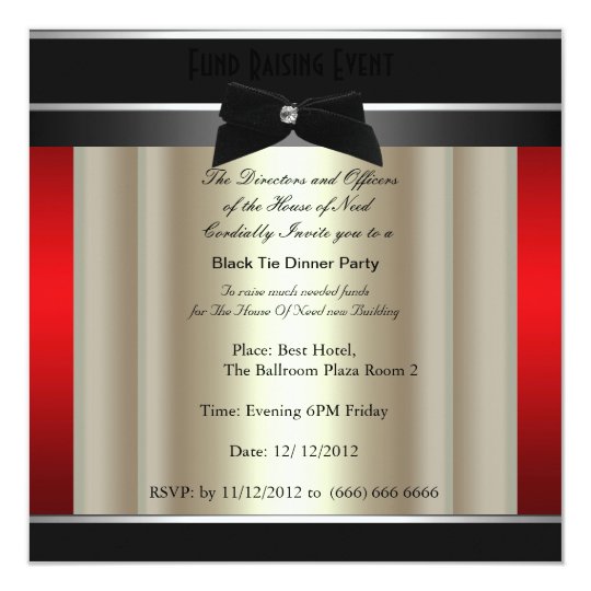 Formal Black Tie Dinner Party Invitation | Zazzle