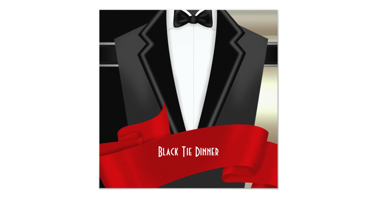 Formal Black Tie Dinner Party Invitation | Zazzle