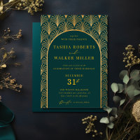 Formal Black Tie Gold Art Deco Forest Green