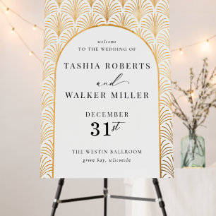 Formal Black Tie Gold Art Deco Large Welcome Sign