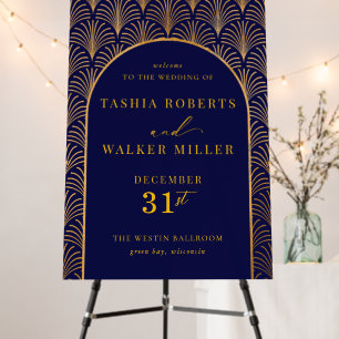 Formal Black Tie Gold Art Deco Large Welcome Sign